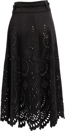 Valentino Garavani Floral Cut-out Midi Rok - Dames - Midirokken - Zwart - XS - Rokken