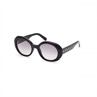 Swarovski Womens Oval Sunglasses In 01B - Black/gradient Smoke