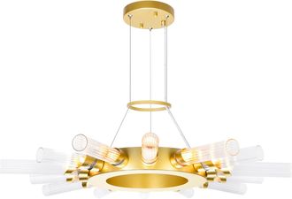 CWI Lighting Collar 14 Light Chandelier With Satin Gold Finish