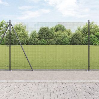 Berkfield Home Welded Wire Fence with 13 Flanged Posts Grey 1.5x50 m Steel