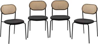 Calicosy Calicosy - Lote De 4 Sillas De Rat&aacute;n Trenzado Con Estructura De Metal, 47 Cm - Mozart