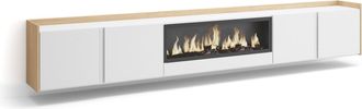 Skraut Home Skraut Home - Mueble Tv, Televisi&oacute;n, Muebles De Sal&oacute;n, Almacenaje, 315x35x50cm, Para Tv Hasta 80, Chimenea El&eacute;ctrica Xxl, Colgado, Suspendido, Estilo 
