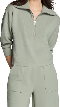 Spanx AirEssentials French Rib Quarter Zip Pullover in Sage Brush at Nordstrom, Size X-Large