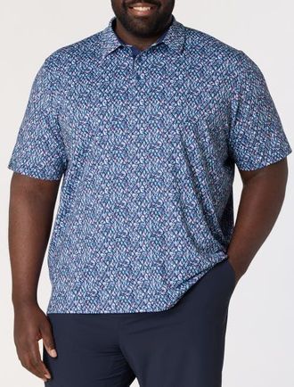 Callaway Big & Tall Multi Palm Geometric Print Polo Shirt in Peacoat at Nordstrom, Size Xxx-Large