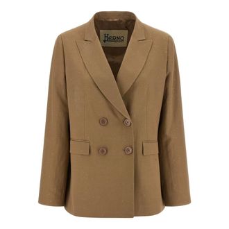 Herno Blazers, female, Beige, Size: M Double-Breasted Sequin Blazer