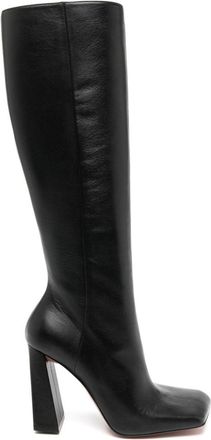 Amina Muaddi Marine 95mm knee-length boots - women - Rubber/Goat Skin/Leather/Lamb Skin - 38.5 - Black