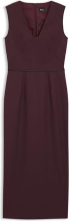 BOSS Piped-waistband dress in virgin wool