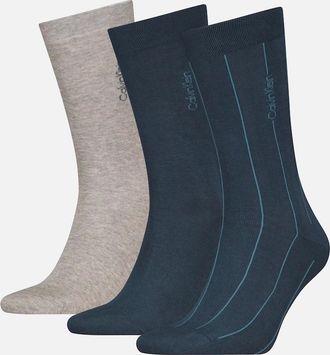Calvin Klein Mens Calvin Klein 3 Pack Giftboxed Classic Mens Crew Socks Navy/Grey - Multi - Size: 2.5/3/3.5/4/12.5/12/11.5/10.5/11/10/15.5/15/14.5/14/13.5/13/7.5