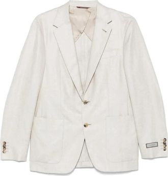 Canali Americana Jaspeada Blazer - Heren - Blazers - Beige - L - Leer - Jassen