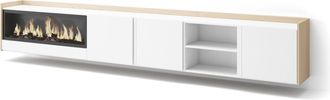 Skraut Home Skraut Home - Mueble Tv, Televisi&oacute;n, Muebles De Sal&oacute;n, Almacenaje, 315x35x50cm, Para Tv Hasta 80, Chimenea El&eacute;ctrica Xxl, Colgado, Suspendido, Estilo 