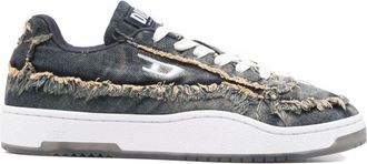 Diesel Distressed Denim Sneakers With Frayed Edges And Translucent Outsole