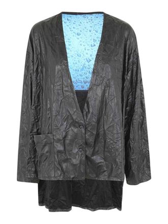 Maria Calderara Crinkled faux leather sweater