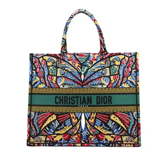 Dior Pre-owned Dior Large Embroidered Canvas Butterfly Book Tote Ladies M8ZKILP1FLSH1R1A
