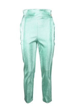 Elisabetta Franchi Metallic Trousers - Aqua Green