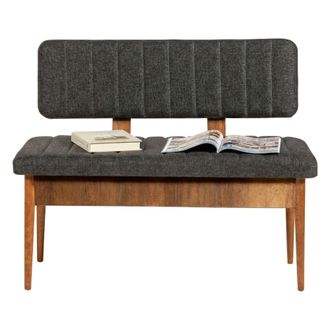 Dmora Dmora - Mesa Mirphak, Banco Multiusos, Asiento De Invitados, Cofre Multifuncional, 110x40h85 Cm, Nogal Y Antracita, Con Embalaje Reforzado