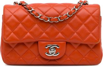 Chanel Pre-owned Womens Mini Chain Bag Classic Style - Orange Leather - One Size