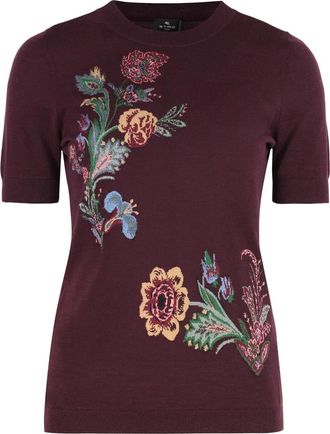 Etro Jacquard Trui van Wolmix - Dames - Ronde hals truien - Bruin - S - Wol - Truien & Vesten