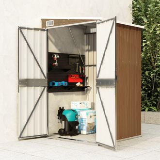 vidaXL Cobertizo Jard&iacute;n Pared Acero Galvanizado Marr&oacute;n 118x100x178 Cm Vidaxl