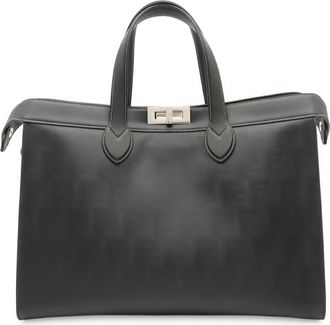 Fendi Black Leather Handbag Pouch Tote Bag (Pre-Owned)