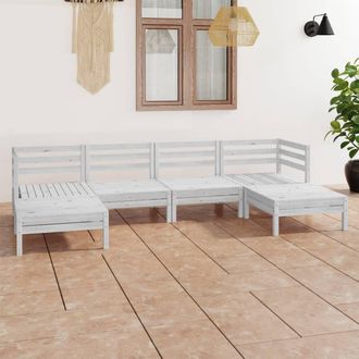 vidaXL Juego De Muebles De Jard&iacute;n 6 Pzas Madera Maciza De Pino Blanco Vidaxl