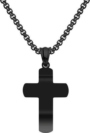 Edforce Polished Cross Pendant Necklace in Black at Nordstrom Rack