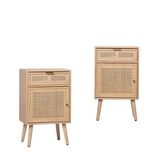 Klast Pack 2 mesitas de noche efecto madera natural 42 x 71 cm