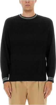 Paul Smith Trui met streepdetails en ronde hals - Heren - Ronde hals truien - Zwart - S - Truien & Vesten