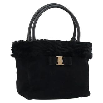 Ferragamo Vala Suede Black Suede Handbag (Pre-Owned)