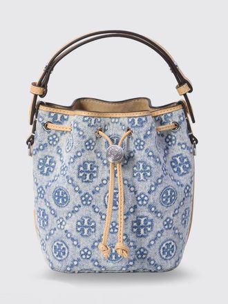 Tory Burch Borsa a secchiello mini T Monogram Tory Burch in denim jacquard
