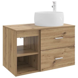 vidaXL Juego De Muebles De Ba&ntilde;o 2 Pcs Roble Artesanal Vidaxl