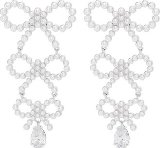 Self Portrait Tiered Pearl Bow Earrings