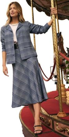 Jessica London Bi-Stretch Lady Jacket in Navy Refined Plaid at Nordstrom, Size 12