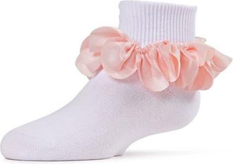 MeMoi Hello Darlin Flower Petal Anklet Socks in White-Pink at Nordstrom, Size 6-12M