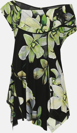 Roberto Cavalli Black Multicolor Printed Jersey Sleeveless Top