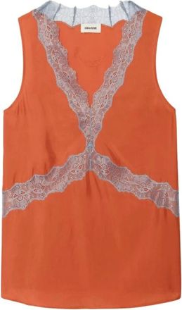 Zadig&Voltaire Tasao Slip Top - Dames - Tops zonder mouwen - Oranje - S - Tops