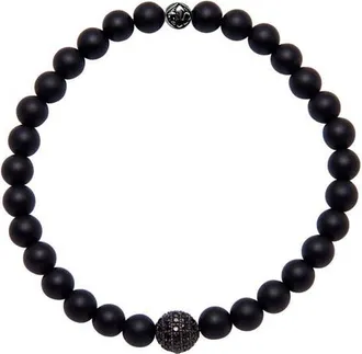 Nialaya Matte Onyx and Black CZ Diamond Wristband at Nordstrom, Size 7