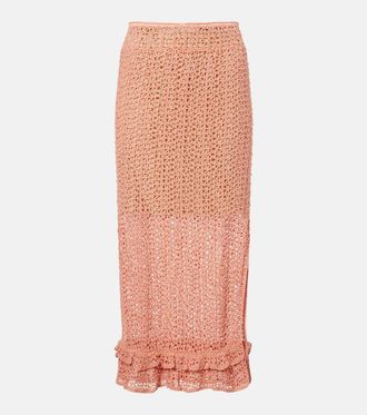 Anna Kosturova Rosette crochet cotton maxi skirt