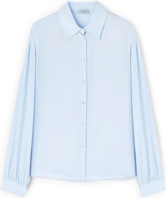 Motivi Overhemden, Dames, Blauw, 2Xs, Polyester, Cr&ecirc;pe de chine overhemd met klassieke kraag