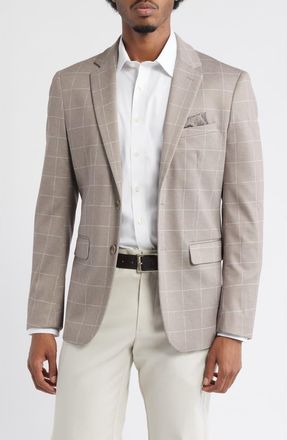 Daniel Hechter Tan Windowpane Check Knit Sport Coat at Nordstrom, Size 44 Regular