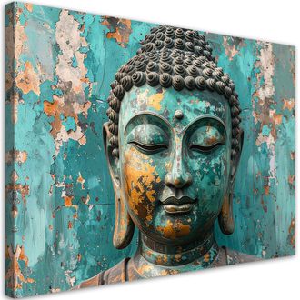 Feeby Cuadro Sobre Lienzo, Buda Turquesa Zen Spa Meditaci&oacute;n, 120x80