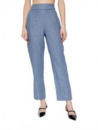 Poss&eacute; Thea Straight Leg Trousers In Steel Blue