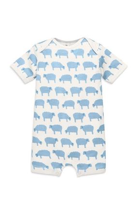 primary Organic Animal Friends Babysuit Shortie in Stream Baby Sheep at Nordstrom, Size Newborn