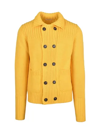 KANGRA Yellow Wool Double-Breasted Cardigan