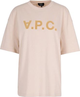 A.P.C. T-shirt met korte mouwen en logodetail - Beige