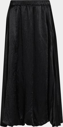 Eileen Fisher Crinkled Satin Bubble Midi Skirt