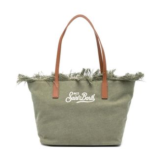 MC2 Saint Barth Tote Bags, female, Green, Size: ONE SIZE City Bag Mid Fringe