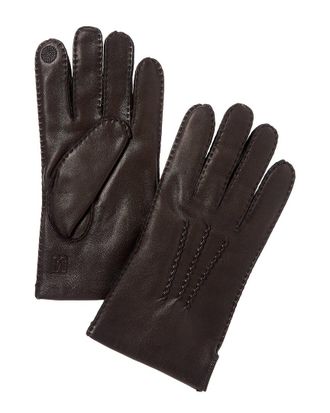 Bruno Magli Wool-Trim Leather Gloves