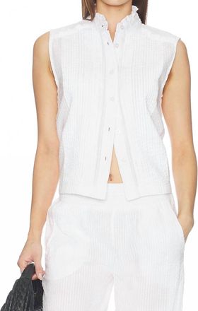 bobi Pintuck Sleeveless Top In White