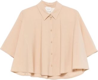 Alysi Overhemd met knoopsluiting - Dames - Overhemden - Beige - XS - Katoen - Overhemden