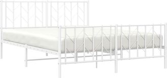 vidaXL Estructura Cama Sin Colch&oacute;n Con Estribo Metal Blanco 150x200 Cm Vidaxl